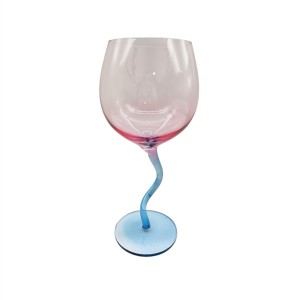 Curved Blue Stem Vintage Wine Glasses