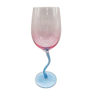 Curved Blue Stem Vintage Wine Glasses