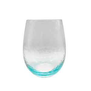 Set of 4 Lustre Pearl Hammered Textured Wine, Cocktail, Coupe, Stemless Drinking Glasses