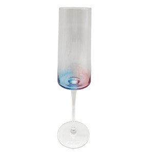 Hand-blown Dense Vertical Stripe Blue and Red Drinking Glasses Set