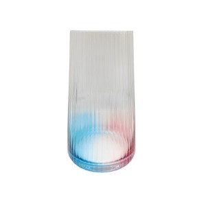 Hand-blown Dense Vertical Stripe Blue and Red Drinking Glasses Set