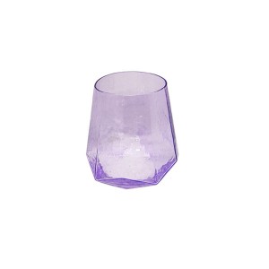 Diamond Shaped Hammered Purple Drinking Glasses Set