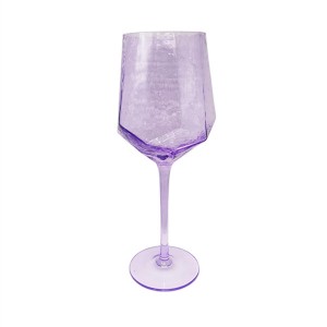 Diamond Shaped Hammered Purple Drinking Glasses Set