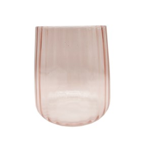 Pink Solid Color Ribbed Glassware Collection