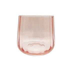 Pink Solid Color Ribbed Glassware Collection