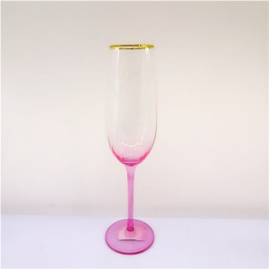 Gold Rimmed Pink Glassware Sets