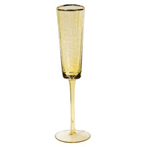 Gold Rimmed Triangle Hammer Eye Pattern Champagne Flutes