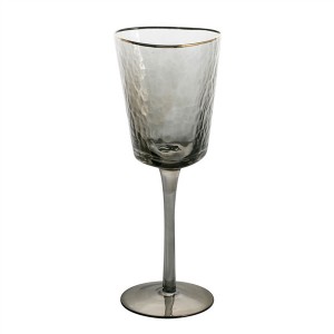 Gold Rimmed Triangle Hammer Eye Pattern White Wine Glasses