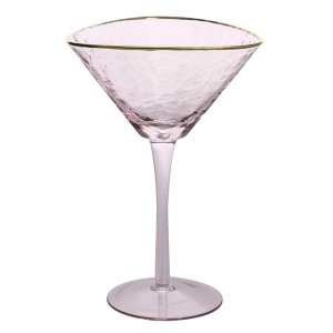 Spray Color Triangle Hammer Eye Pattern Cocktail Glasses Martini Glasses With Gold Rim