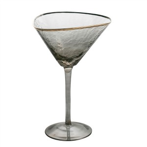 Spray Color Triangle Hammer Eye Pattern Cocktail Glasses Martini Glasses With Gold Rim