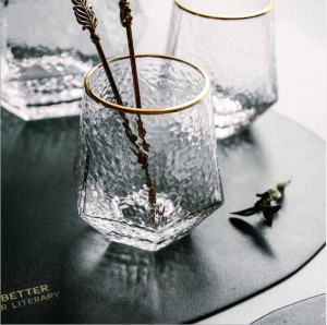 High Quality  Machine Blown Glass Water Juice Tumbler with Gold Rimmed