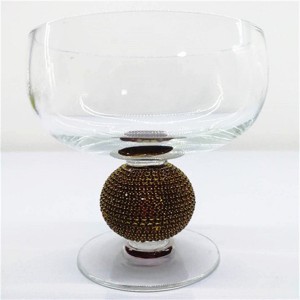 Glassware Elegant Clear Ice Cream Cup with Luxury Diamond Ball Stem