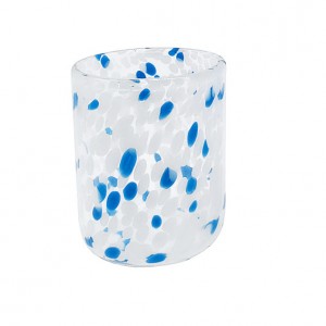 Handblown Blue Confetti Glassware Sets